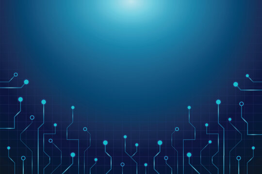 futuristic technology digital data circuit network with copy space vector blue background