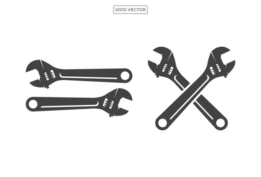 Adjustable Wrench Vector Flat Icons illustration template