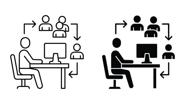 Team communication and remote working concept icon with communication, business