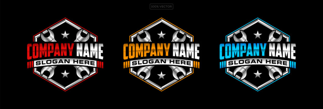 Auto Service repair vector logo badge emblem design template illustration
