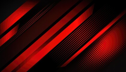 Fototapeta premium Abstract Red and Black Diagonal Geometric Tech Background.