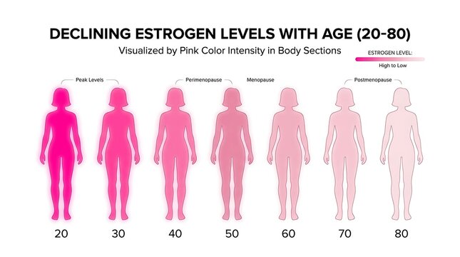 Declining estrogen levels in women with age infographic estrogen hormones