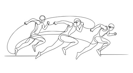 Obraz premium Continuous line drawing of a runner in motion, depicting speed and athleticism
