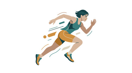 Obraz premium Young woman in athletic wear running fast with motion lines, conveying speed and energy