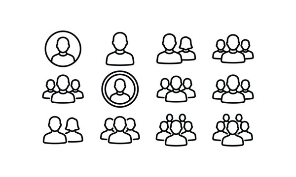 User avatar profile and team group contact icon sets for web.