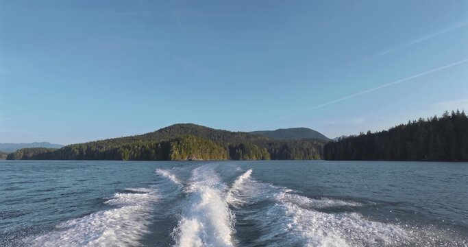 White foamy wake left by boat closeup