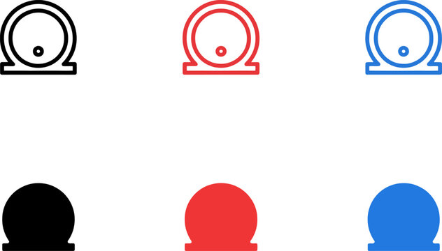 Colorful icons of security cameras in different colors on white background