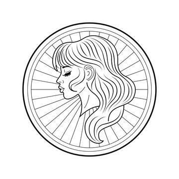 line art, Virgo zodiac sign, circular design