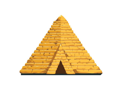Egyptian pyramid,  cartoon-style illustration, sand-colored blocks and an entrance in the center, a pharaoh&rsquo;s tomb  