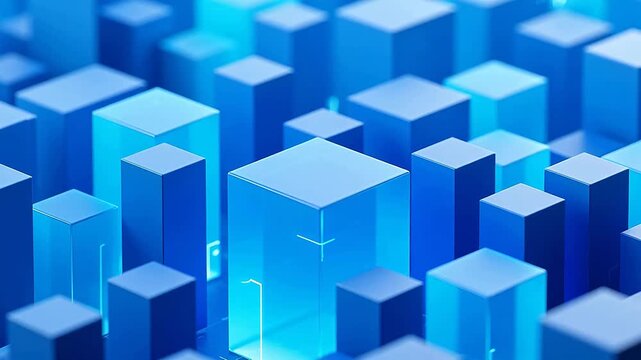 Abstract blue cubes in futuristic space