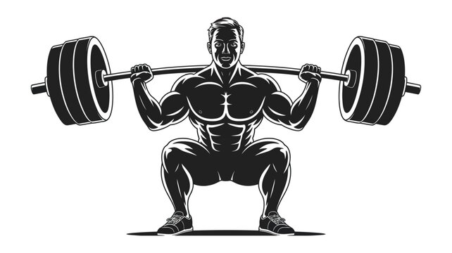 Man Lifting Weights, Strong Athlete Performing Strength Training Exercise with Barbell, Fitness Workout, Muscle Building, Gym Lifestyle, and Healthy Active Living Concept.