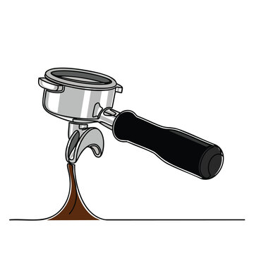 Espresso Machine Portafilter Pouring Coffee.