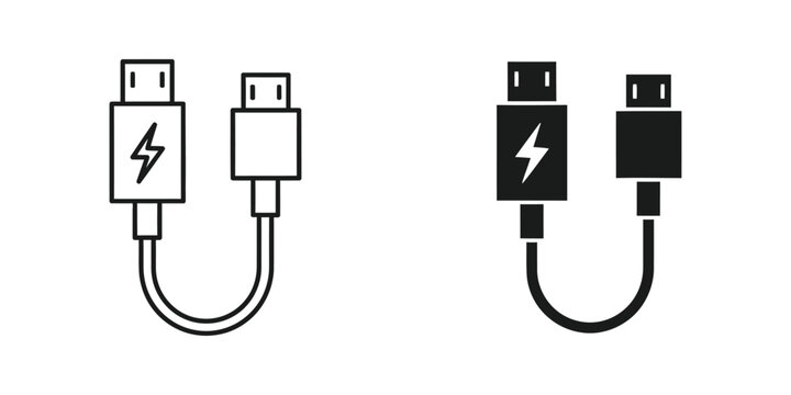 Micro usb charging cable set featuring outline and solid black for mobile phone power accessories micro-usb