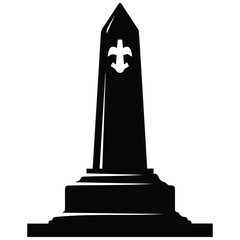 Obelisk monument silhouette vector illustration with iconic fleur de lis line art design. © MDRAYHAN