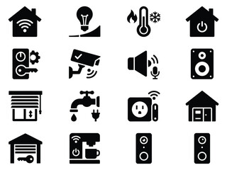 Smart home automation and connected device icons with automation, connected © jabirul