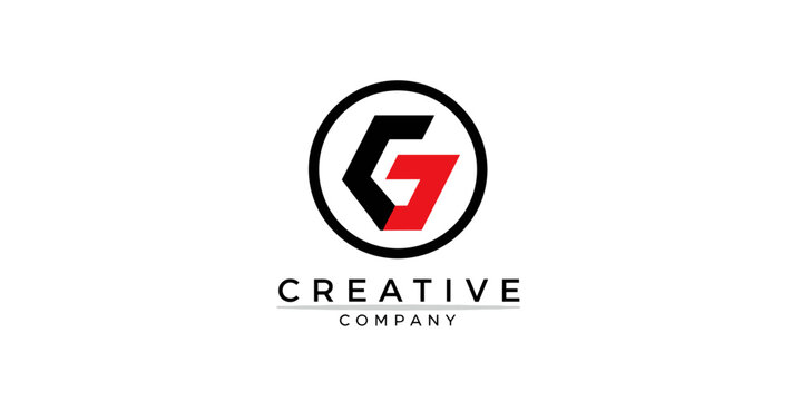 Creative letter g logo design in black and red circle