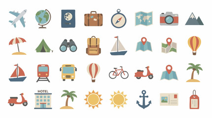 Flat design vector icon set for travel and tourism concepts © CURVARA