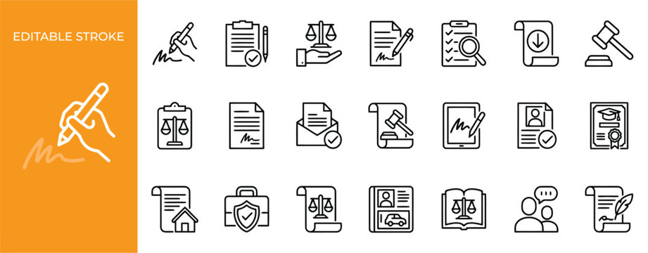 contract vector icons for law ui and administrative forms