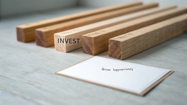 Wooden Planks with a Message on Investment and Growth in a Rustic Setting for Business Concept Imagery