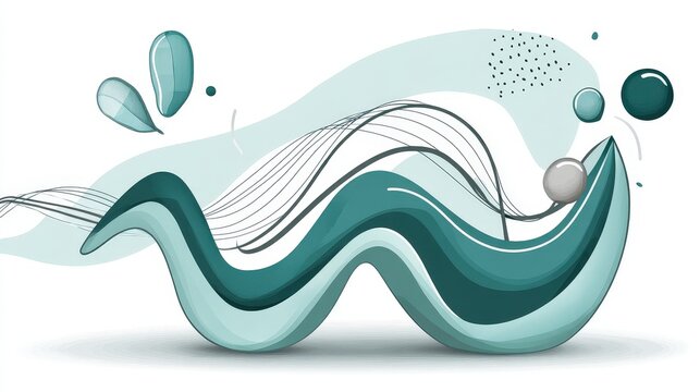 Modern Abstract Digital Art with Curved Lines and Geometric Shapes