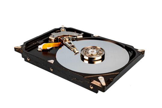 Internal Components of a Hard Disk Drive (HDD) Isolated on Transparent Background