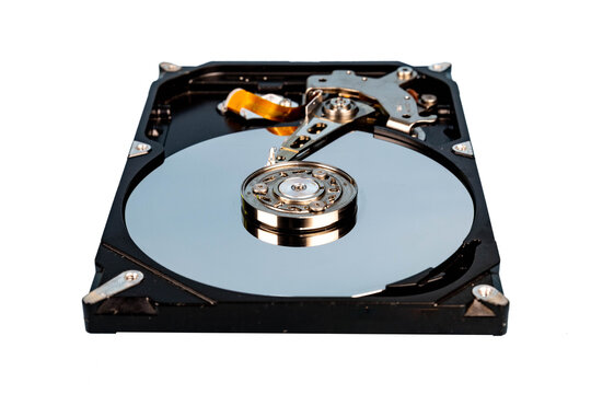 Internal Components of a Hard Disk Drive (HDD) Isolated on Transparent Background