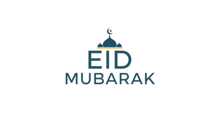 Eid Mubarak greeting with mosque illustration © Hasanz