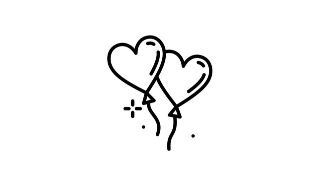 Love heart balloon animated icon for event, party, birthday, celebration, festival, decoration, entertainment, fun accessory. 4K video with alpha channel