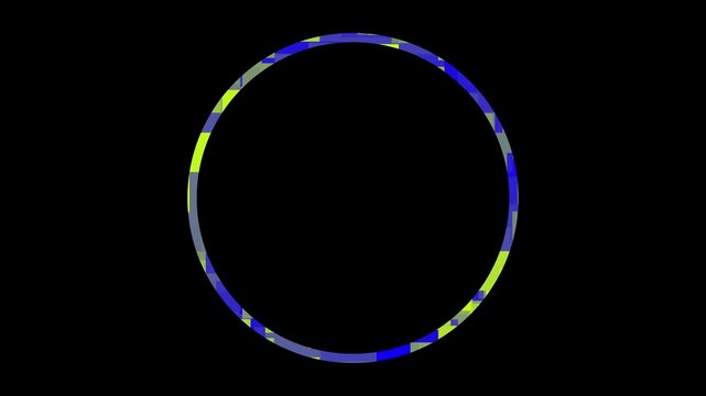 Mint colored futuristic HUD loading circle interface 4k 30fps motion graphic animation, blue circle glow border, alpha channel, seamless loop, ring on black background,