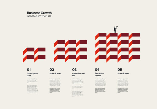 Business Growth and Scalability Infographic Template with Minimal Architecture Illustration