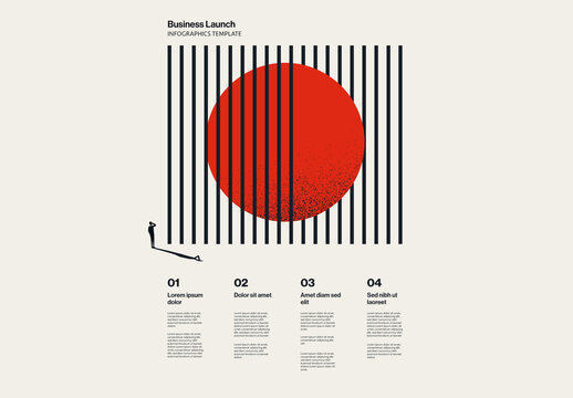 Business Launch Infographic Template with Minimalist Illustration