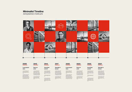Minimalist Timeline Infographic Template with Image Gallery Layout