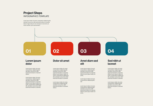 Project Steps Business Infographic Template with Colorful Tabs Minimal Design