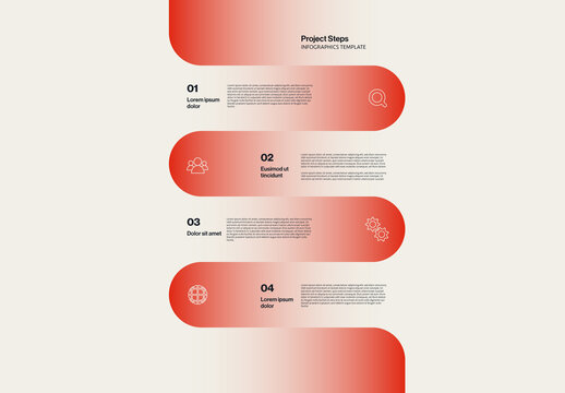 Project Steps Infographic Template with Gradient Elements and Icons