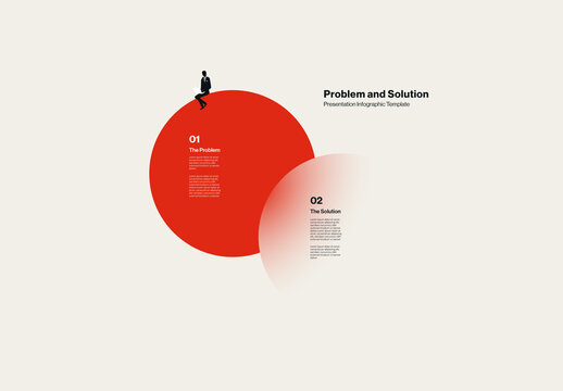 Problem and Solution Infographic Template with Glassmorphism Effect Illustration