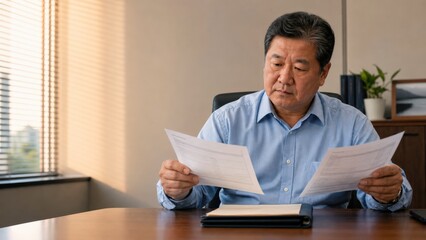 Fototapeta premium Cyber Insurance Claim Claims Specialist Indigenous His 50s Broad Alone