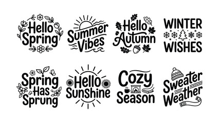 Seasonal Greetings Vector Designs Featuring Spring Autumn Summer Winter Themed Messages © SHOFIQUL