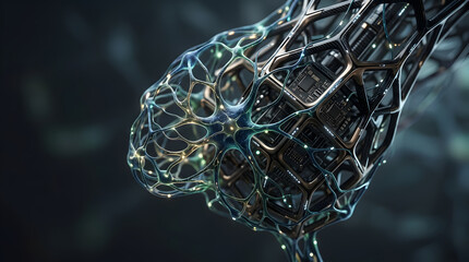 Obraz premium AI neural network and artificial brain background