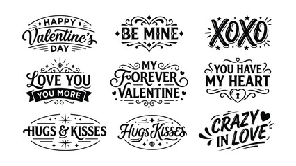 Obraz premium Valentines Day Love Messages with Elegant Hand Drawn Typography Designs