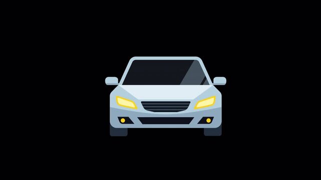 Cartoon Car Front View Driving Seamless Loop Animation On Alpha Channel