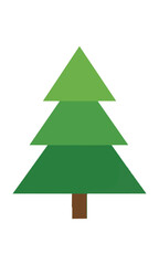 Fototapeta premium Minimalist geometric pine tree on a pure white background, simplified shapes with bold flat colors, nature design concept