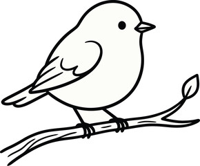 Fototapeta premium Simple black and white bird sitting on a branch