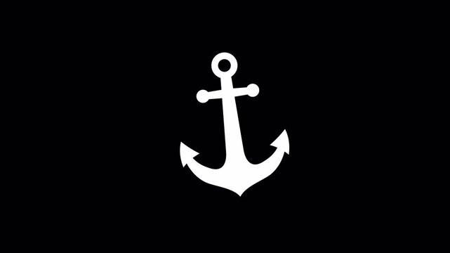 Flat Marine Anchor Symbol Pendulum Floating Movement on Alpha Channel