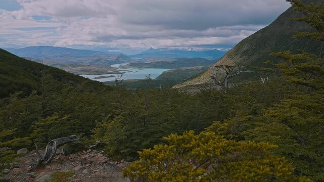 Idealic landscape of the Frances Valley in Torres del Paine national park, Patagonia, Chile