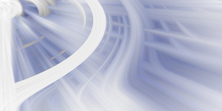 Abstract fractal structure with glowing white swooping lines on light blue background.