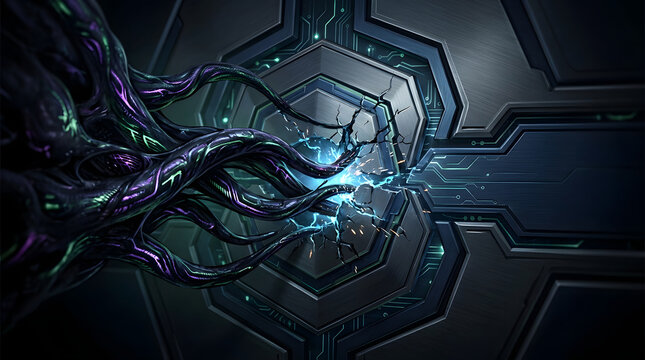 Cyber Security Breach and Malware Virus Attack Concept Background