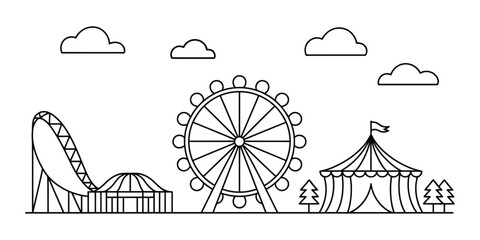 Amusement park rides with ferris wheel and circus tent © JoyChandra