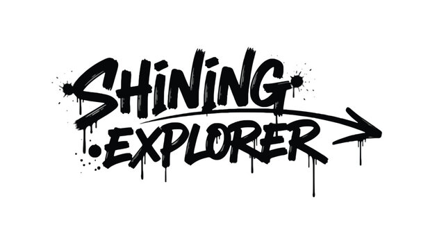 Shining explorer graffiti style typography with arrow, explorer