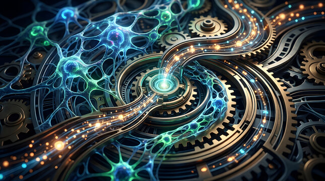 AI automation and machine learning neural network technology background