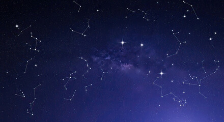 Fototapeta premium Night sky filled with numerous visible constellations and stars.